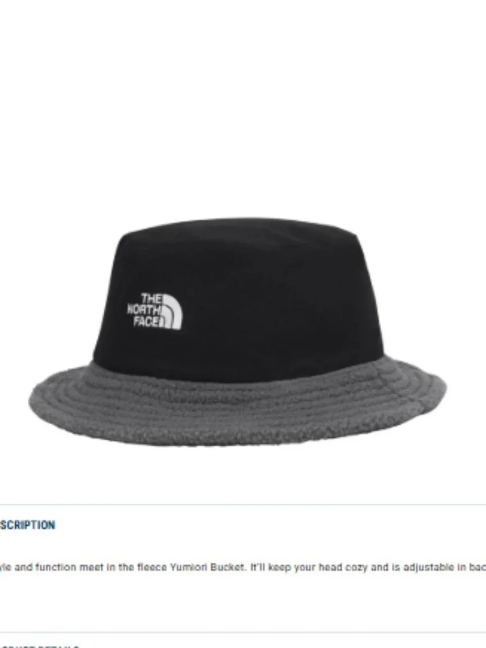 The North Face Adult S/M Yumiori Fleece Bucket Hat Gray Black NWT Adjustable